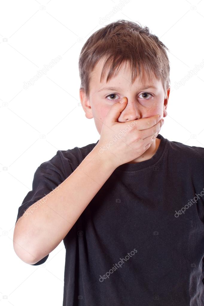 Boy with a closed mouth