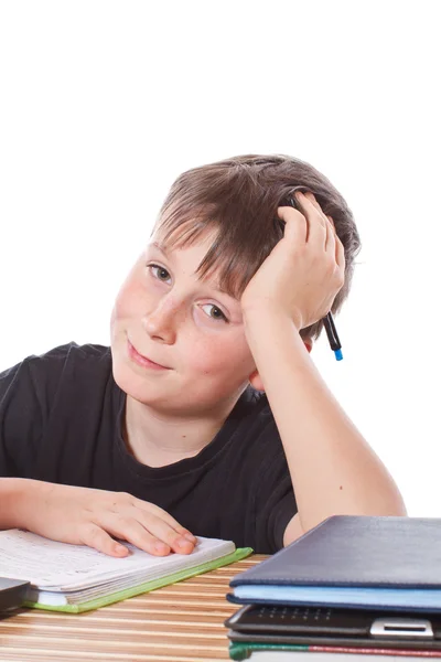 Schoolchild learns lessons Stock Image