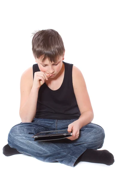 Jongen met een tablet pc — Stockfoto