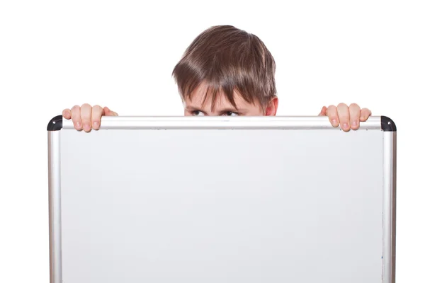 Cute boy with a blank — Stock Photo, Image