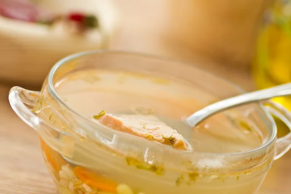 Sopa de pescado con salmón — Foto de Stock