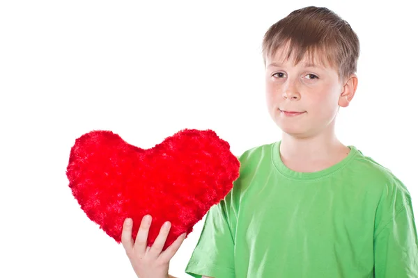 Boy holding a heart — Stock Photo, Image