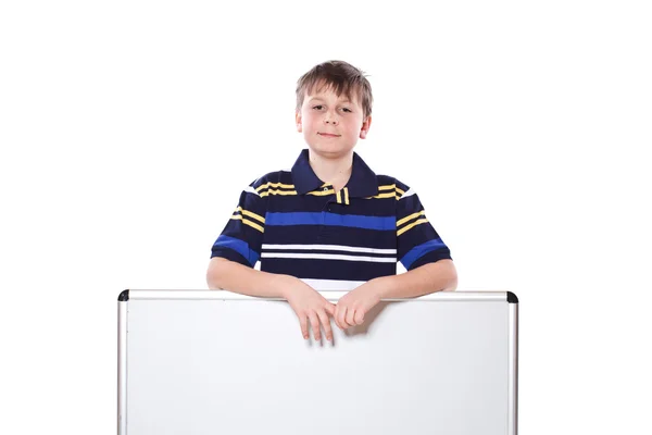 Cute boy with a blank — Stock Photo, Image