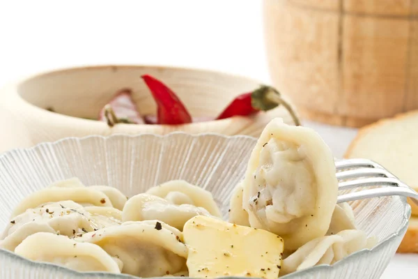 Kött dumplings på en tallrik — Stockfoto