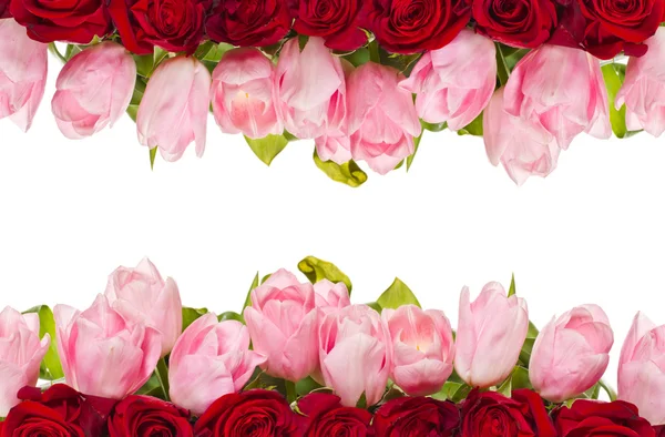 Μπουκέτο με τριαντάφυλλα και τουλίπες Εικόνα Αρχείου