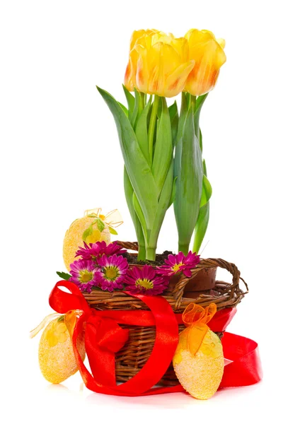 花と装飾イースターエッグ — ストック写真