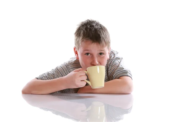 Boy drinks tea — Stock Photo, Image