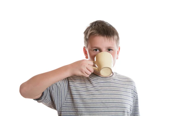 Boy drinks tea — Stock Photo, Image