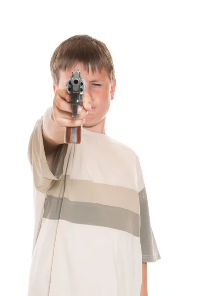Adolescente con una pistola — Foto Stock