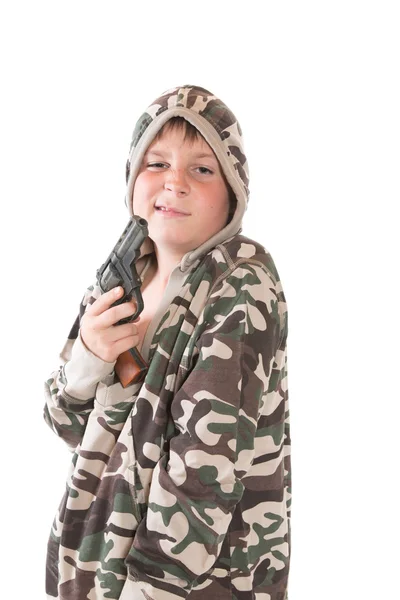 Teenager with a gun — Stock Photo, Image