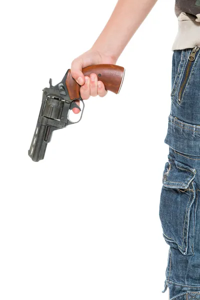 Hand med en pistol — Stockfoto
