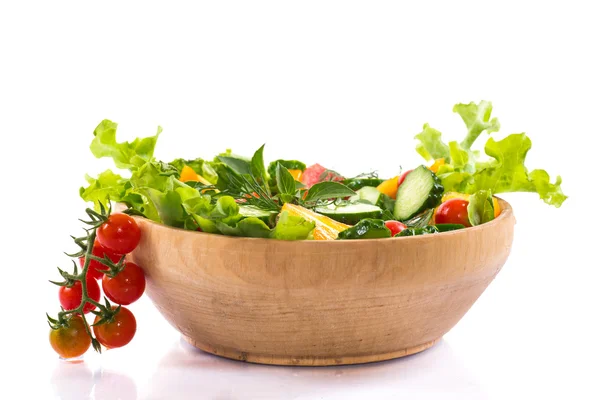 Salad with fresh cucumbers and tomatoes — Stock Photo, Image