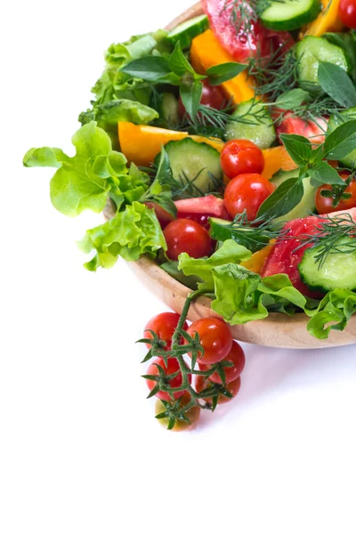 Salad with fresh cucumbers and tomatoes — Stock Photo, Image