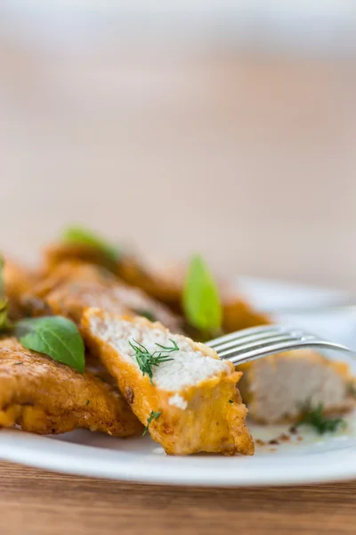 Chicken fried in batter — Stock Photo, Image