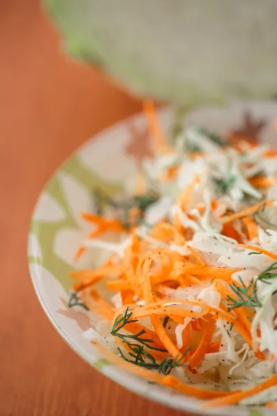 Frischer Salat aus Kohl und Karotten — Stockfoto