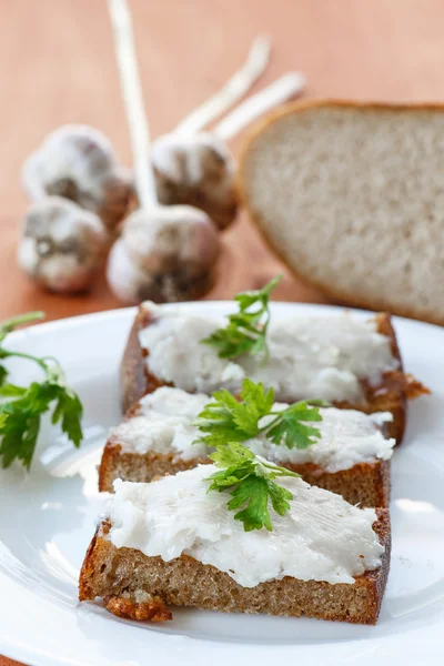 Fried toast with bacon — Stock Photo, Image