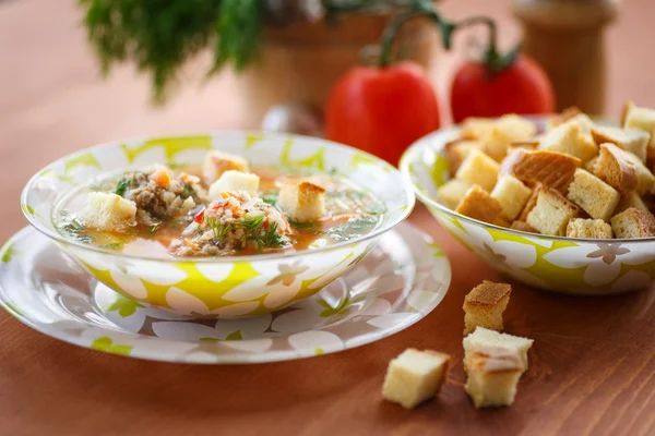 Zuppa di pomodoro con polpette — Foto Stock