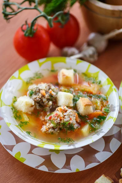 Sopa de tomate con albóndigas — Foto de Stock