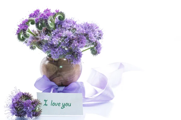 Bouquet di fiori con phacelia blu — Foto Stock