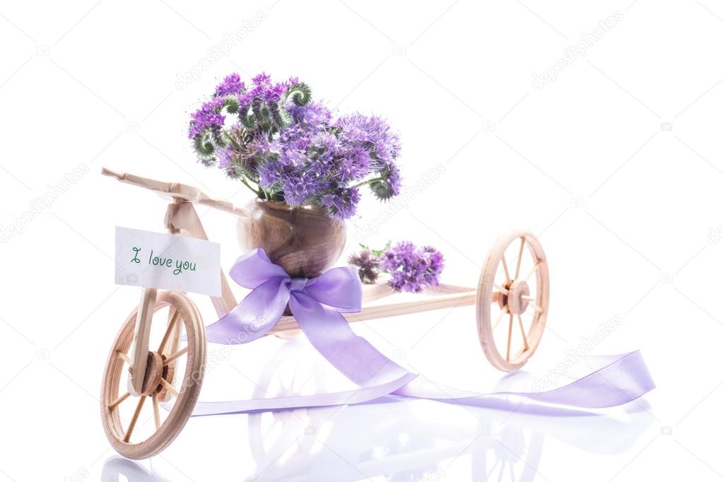 bouquet of flowers with blue phacelia