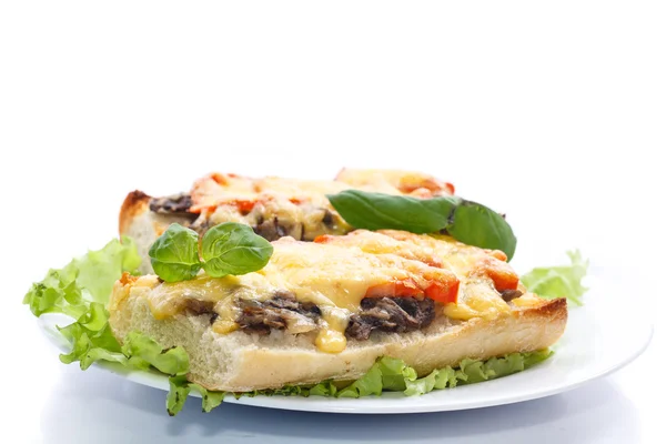 Bruschetta with mushrooms and cheese Royalty Free Stock Images