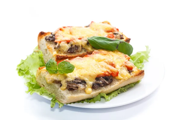 Bruschetta with mushrooms and cheese Stock Photo