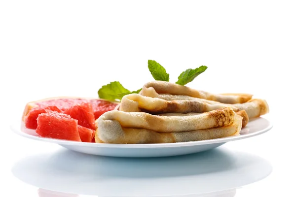 Pancakes with grapefruit — Stock Photo, Image