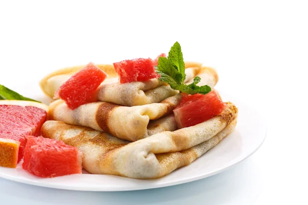 Pancakes with grapefruit — Stock Photo, Image