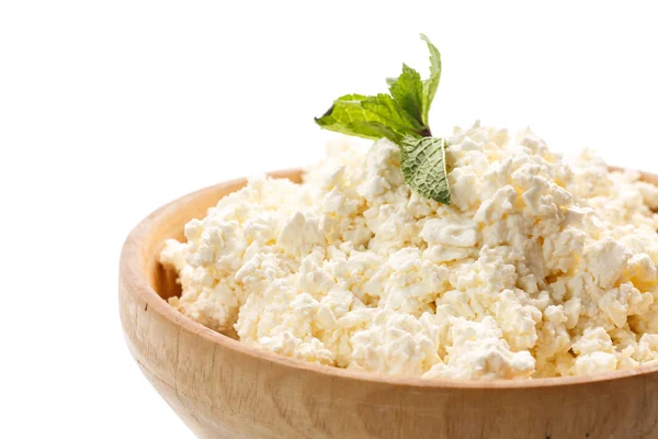 Fresh homemade cheese in a bowl — Stock Photo, Image