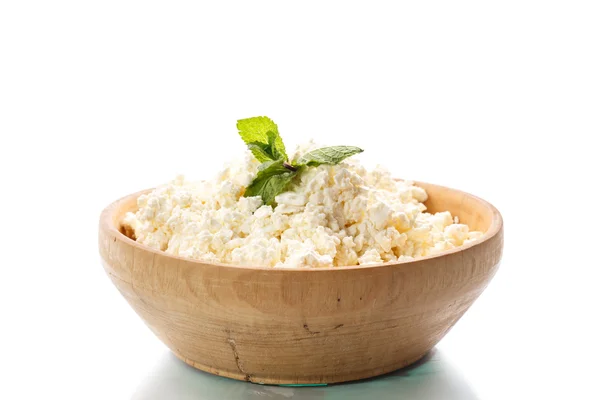 Fresh homemade cheese in a bowl — Stock Photo, Image