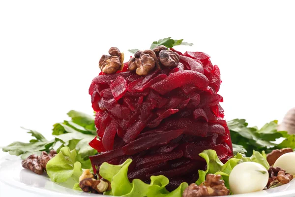 Boiled beet and nuts — Stock Photo, Image