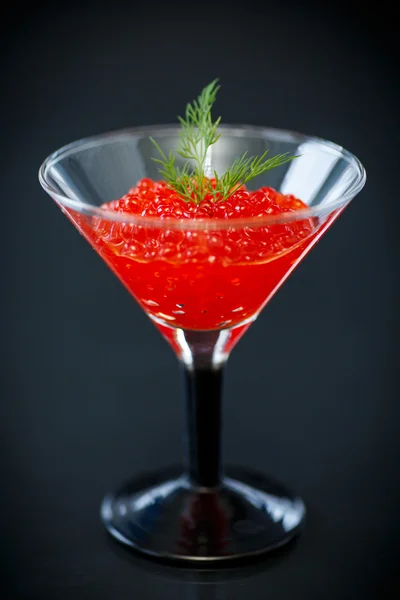 Red caviar in a glass — Stock Photo, Image