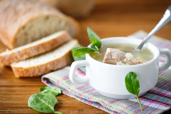 Sopa con carne y fideos — Foto de Stock