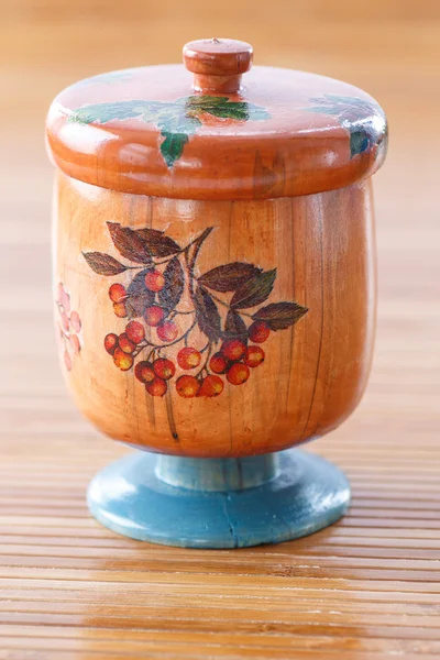 Wooden jar style decoupage — Stock Photo, Image