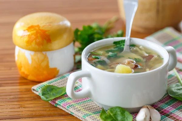 Soup with mushrooms — Stock Photo, Image