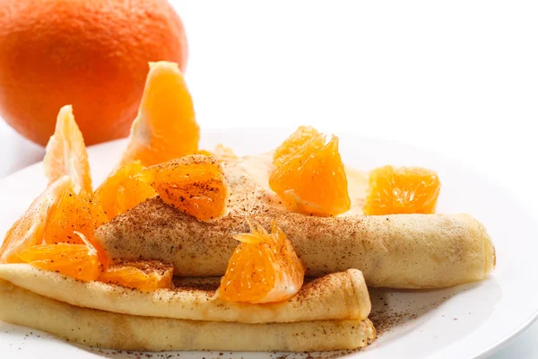 Pannenkoeken met mandarijnen — Stockfoto