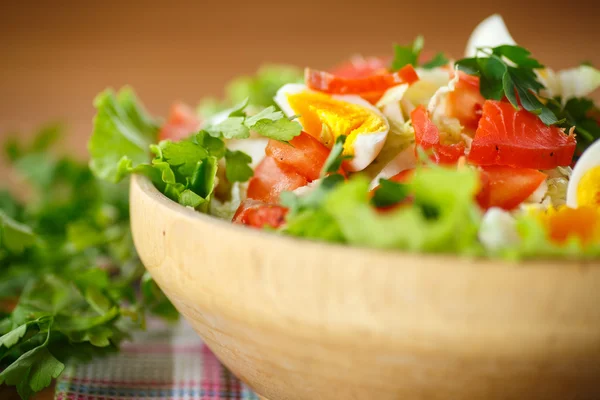 Taze salata lahana ve kırmızı balık — Stok fotoğraf
