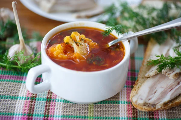 Gemüsesuppe mit Blumenkohl und Rüben — Stockfoto