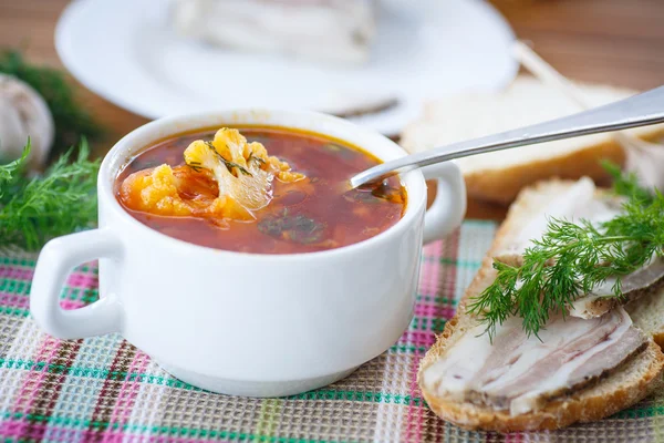 Gemüsesuppe mit Blumenkohl und Rüben — Stockfoto