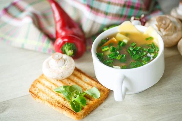 Suppe mit Pilzen und Käse — Stockfoto