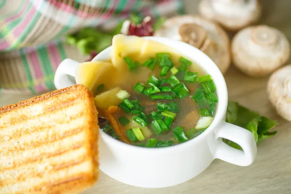Soup with mushrooms and cheese — Stock Photo, Image