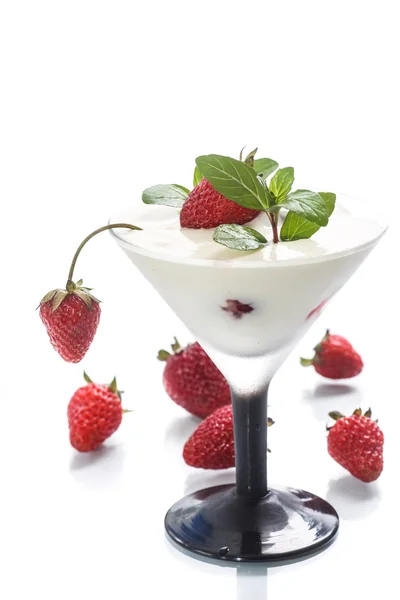 Milk with strawberry jelly — Stock Photo, Image