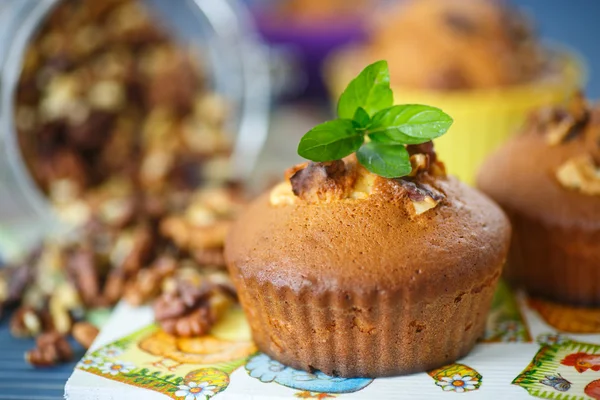 Walnut muffins — Stock Photo, Image