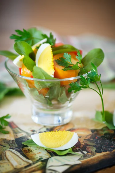 Salada de azeda e tomates com ovo — Fotografia de Stock