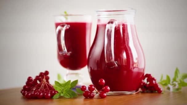 用成熟的红色维伯纳姆浆在酒瓶中新鲜榨浓的天然果汁 — 图库视频影像