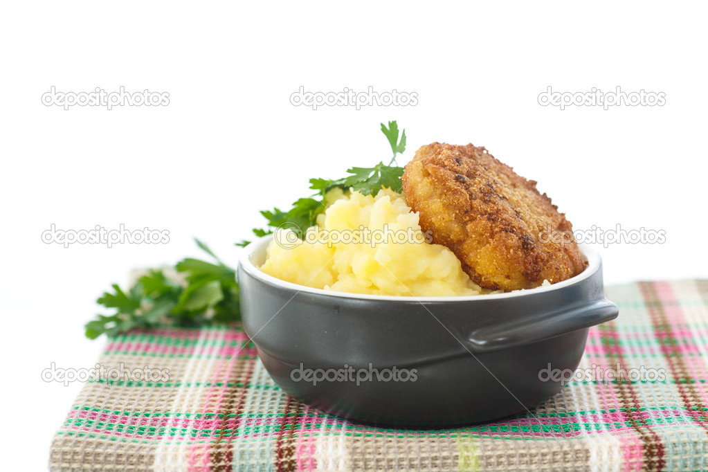 mashed potatoes with fried cutlet 