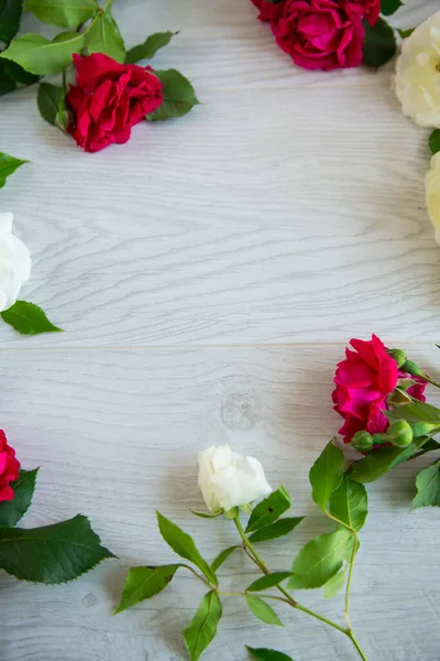 Mooie Achtergrond Van Veel Wit Rood Een Licht Houten — Stockfoto