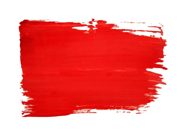 Red paint drawn with brush stroke — Stock Photo, Image