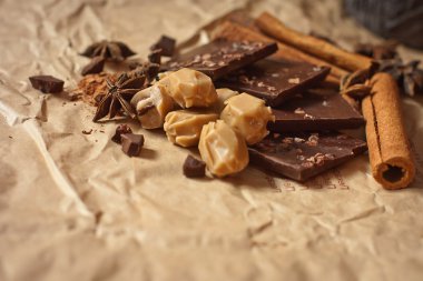 lezzetli çikolata ve baharatlar 