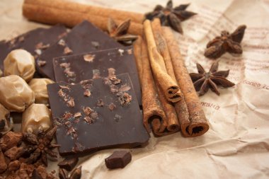 lezzetli çikolata ve baharatlar 